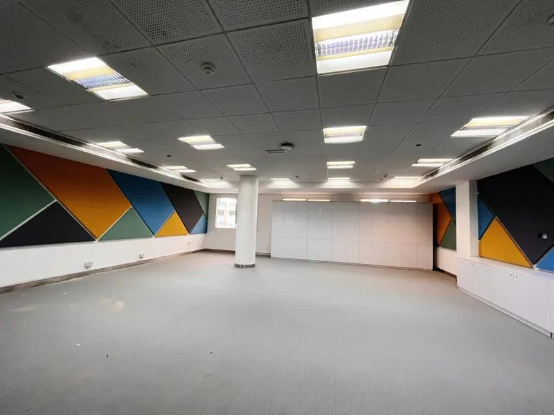 Evolution Scenic custom-shaped acoustic panels adding colour and sound control to science rooms.