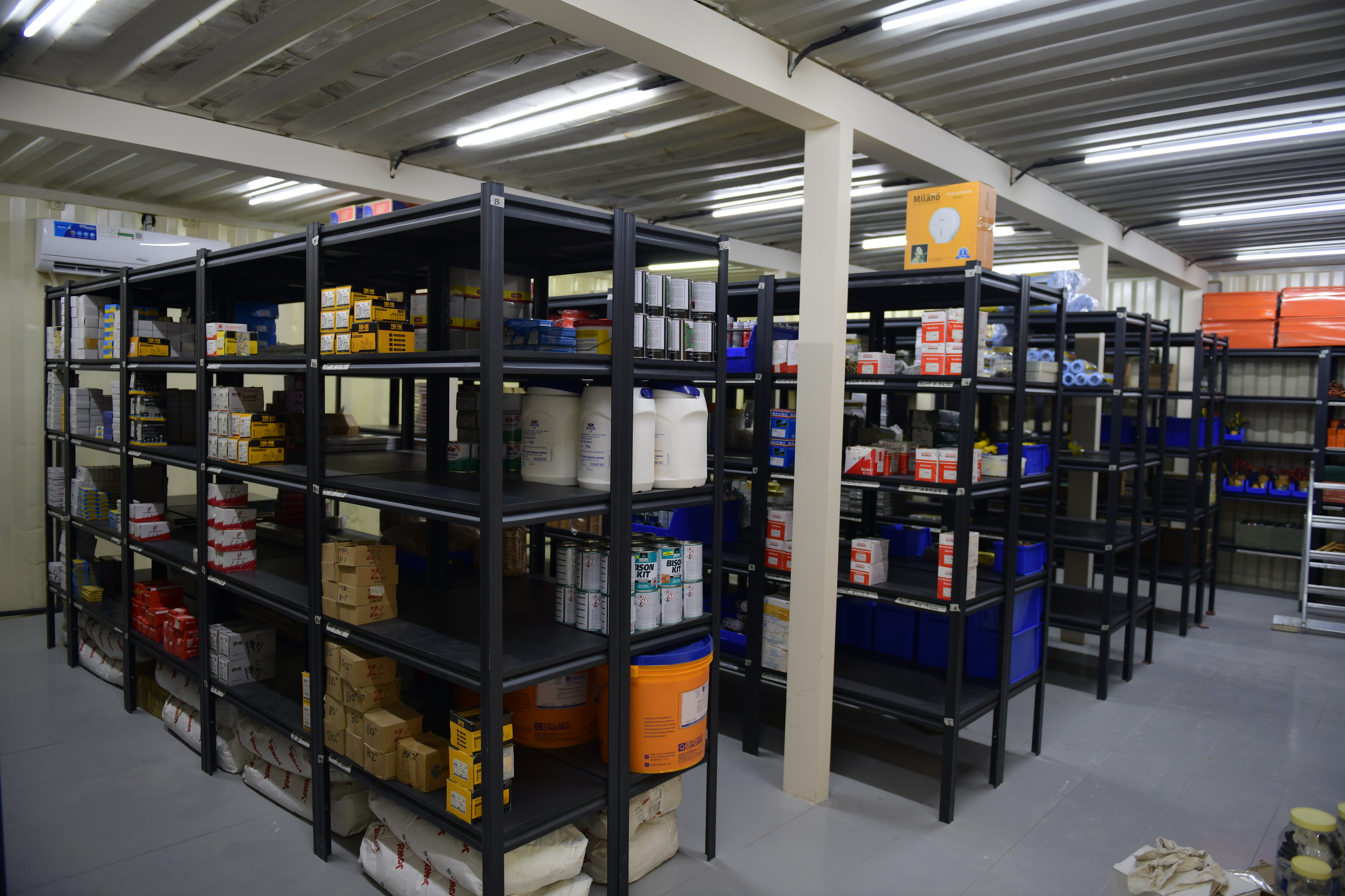 Organised scenic storage for cables, graphics, tools and technical spares