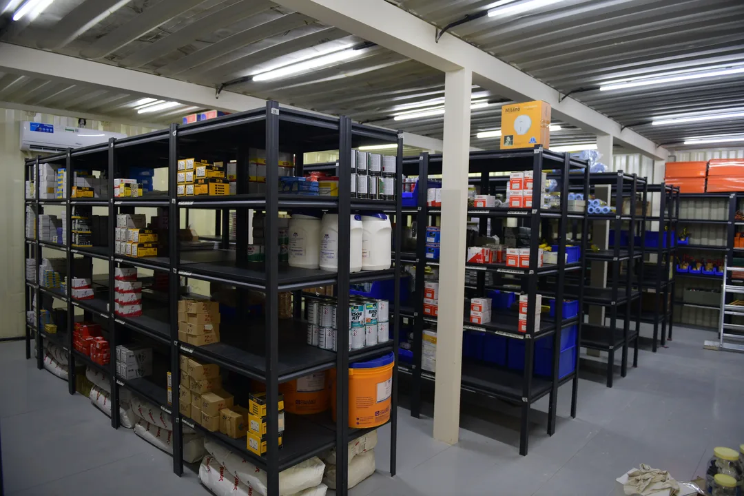 Organised scenic storage for cables, graphics, tools and technical spares