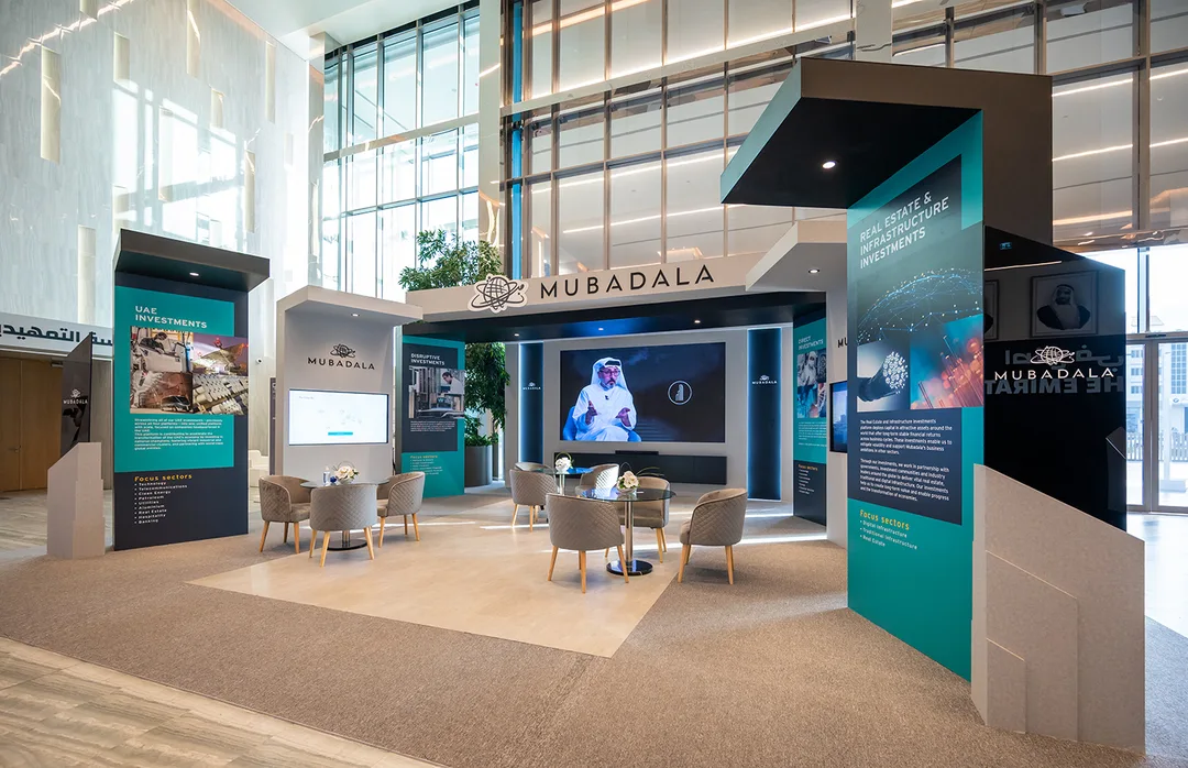 Custom temporary exhibition architecture fabricated and installed at Abu Dhabi Energy Center