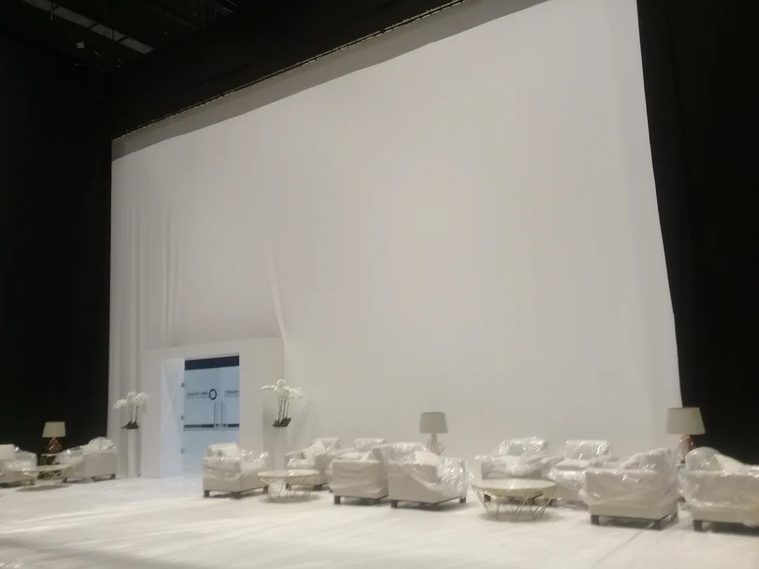 Architectural tensioned fabric wall with a smooth surface and concealed perimeter fixings.
