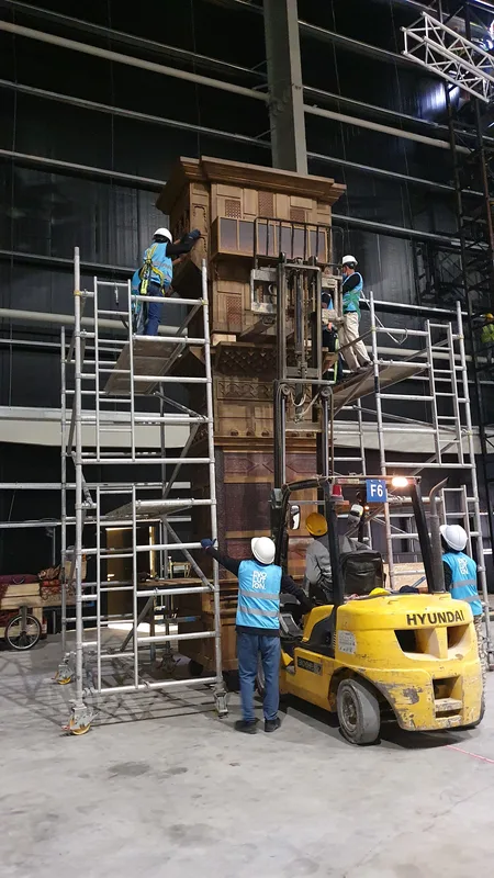 Evolution Scenic custom performance props undergoing preparation for Terhal in Diriyah, Riyadh.