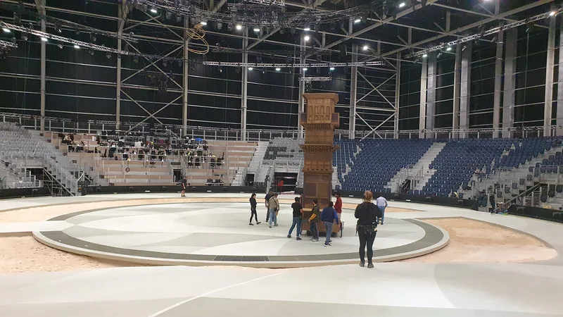 Evolution Scenic performance props delivered into the Terhal production environment for rehearsal in Diriyah, Riyadh.