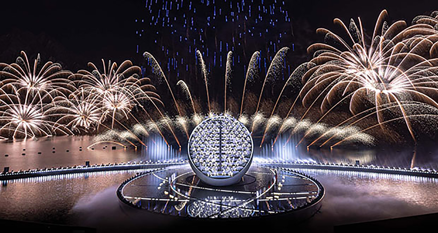 UAE Golden Jubilee skyline formed from one hundred custom telescopic structures.