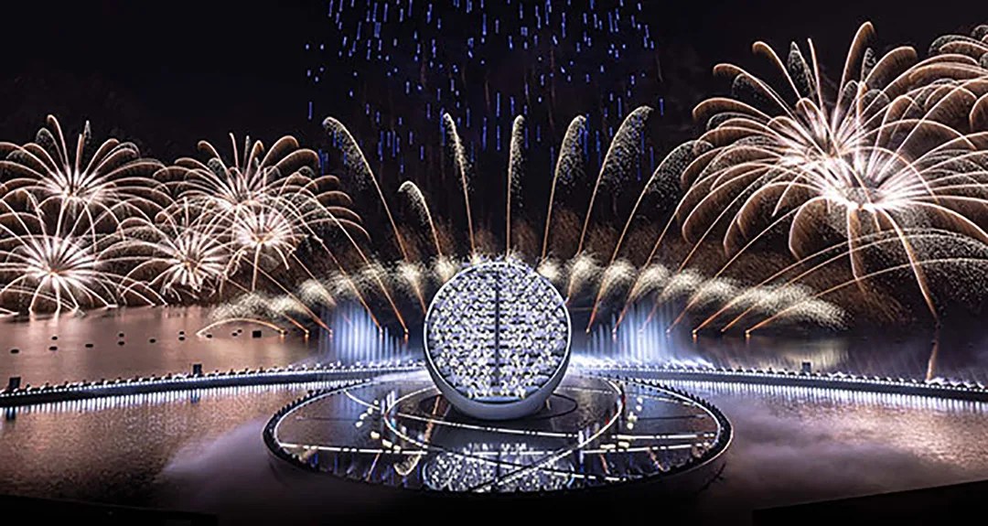 UAE Golden Jubilee skyline formed from one hundred custom telescopic structures.