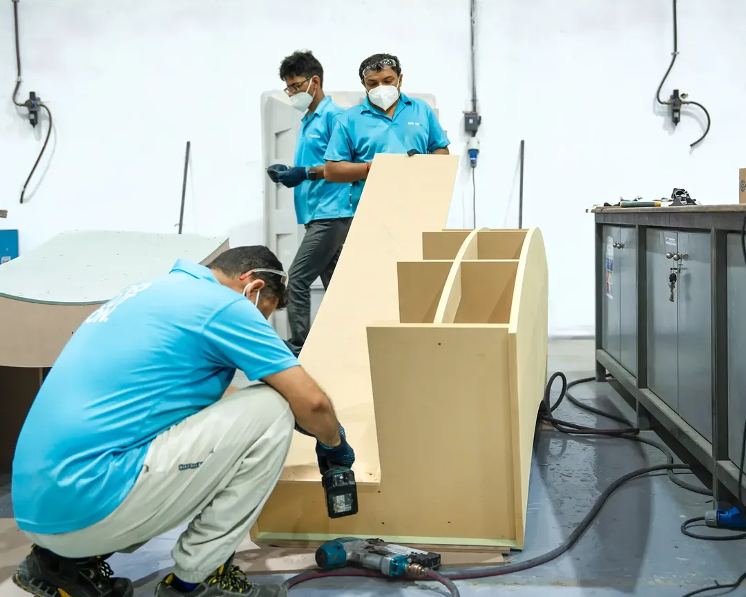 Lightweight scenic module demonstrating reduced material, labour and installation complexity without changing appearance
