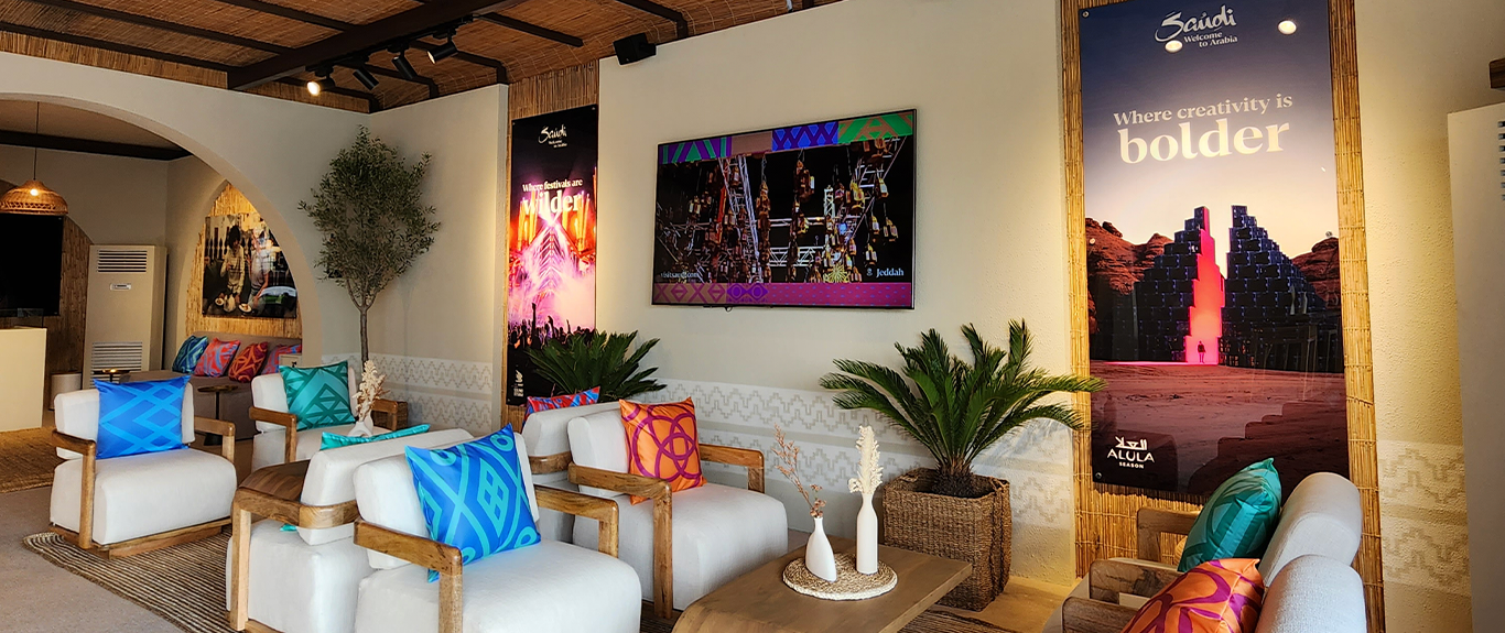 Visit Saudi Hospitality Tent Scenic Fabrication at Dubai 7s